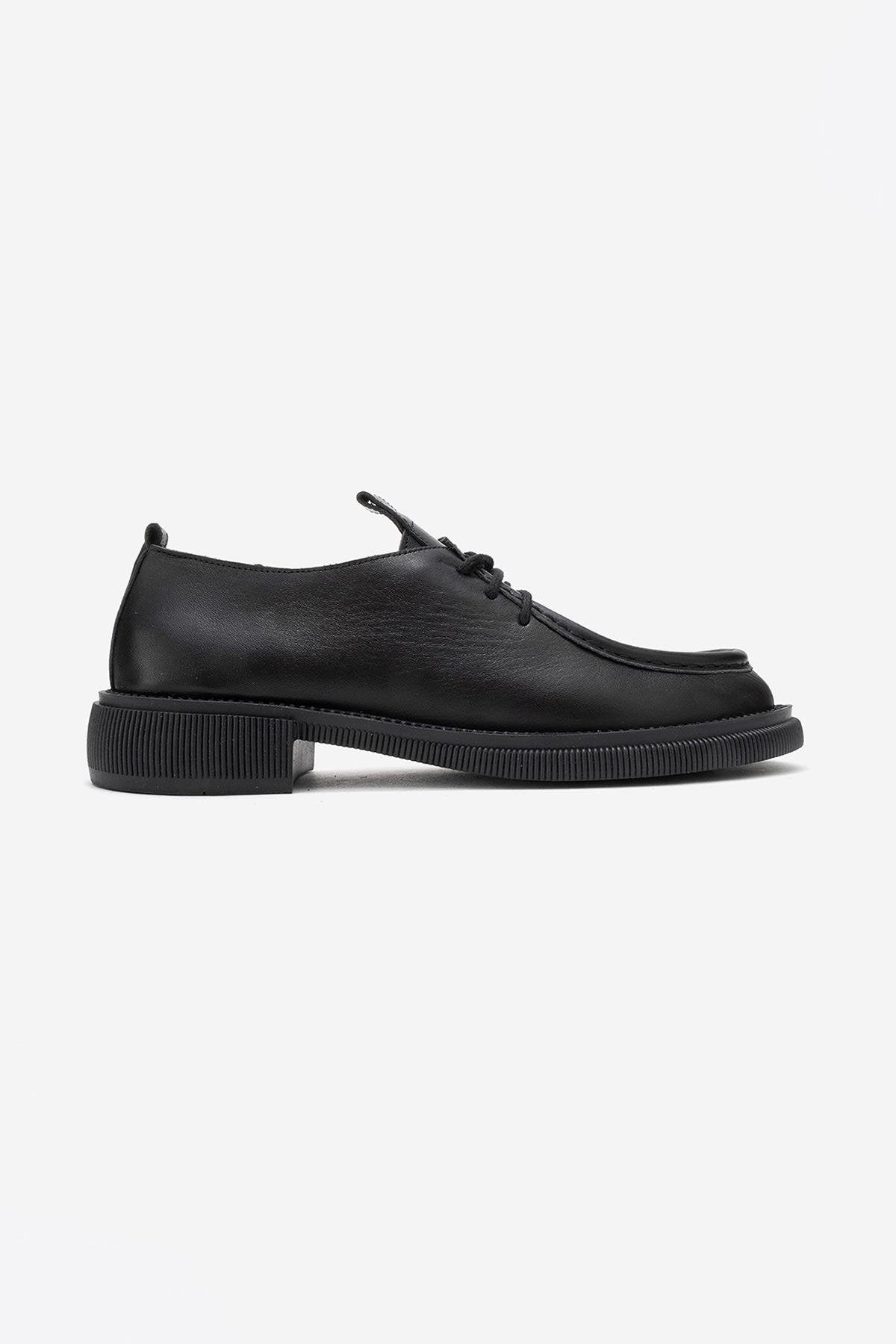 Band - Black Genuine Leather Lace-Up Loafer (Women)