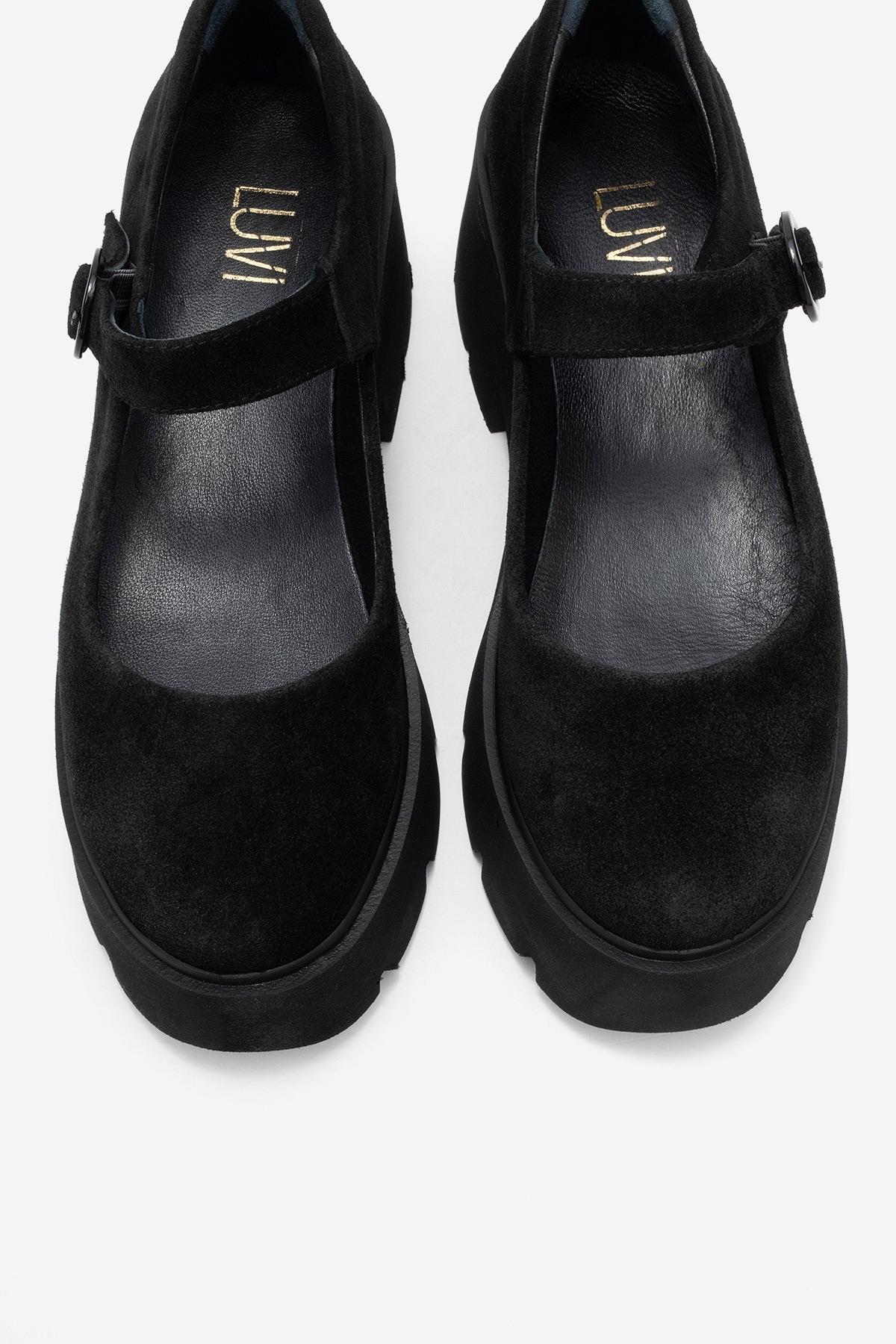Orina - Black Suede Genuine Leather Platform Casual Shoe (Women)