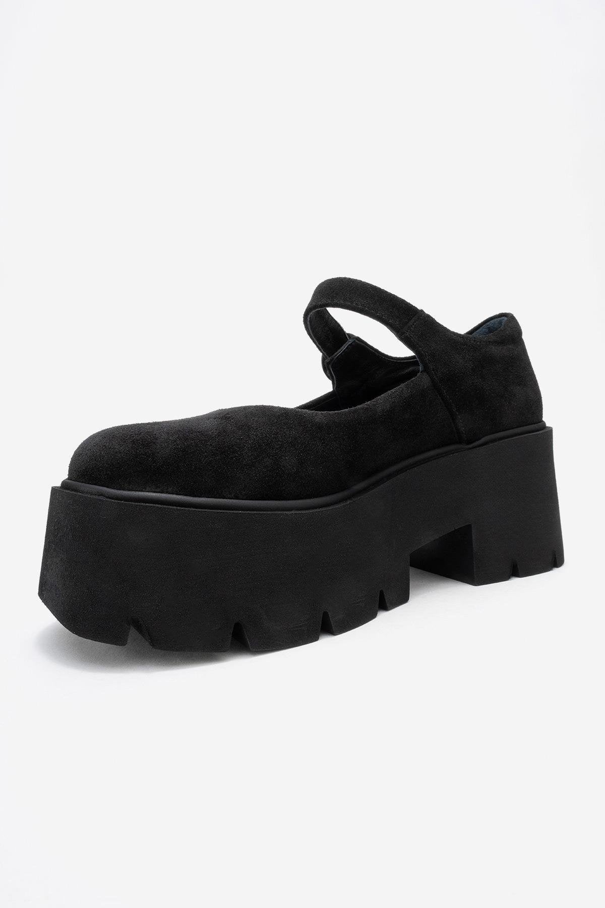 Orina - Black Suede Genuine Leather Platform Casual Shoe (Women)