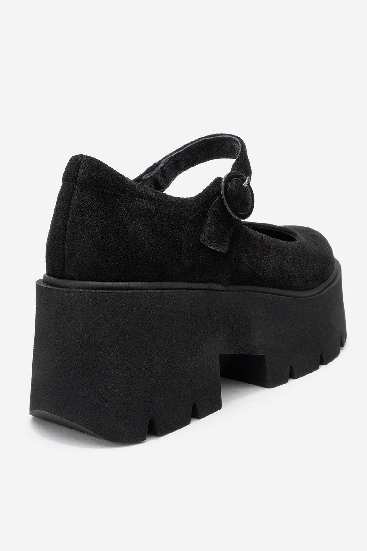 Orina - Black Suede Genuine Leather Platform Casual Shoe (Women)
