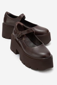 Orina - Brown Genuine Leather Platform Casual Shoe (Women)