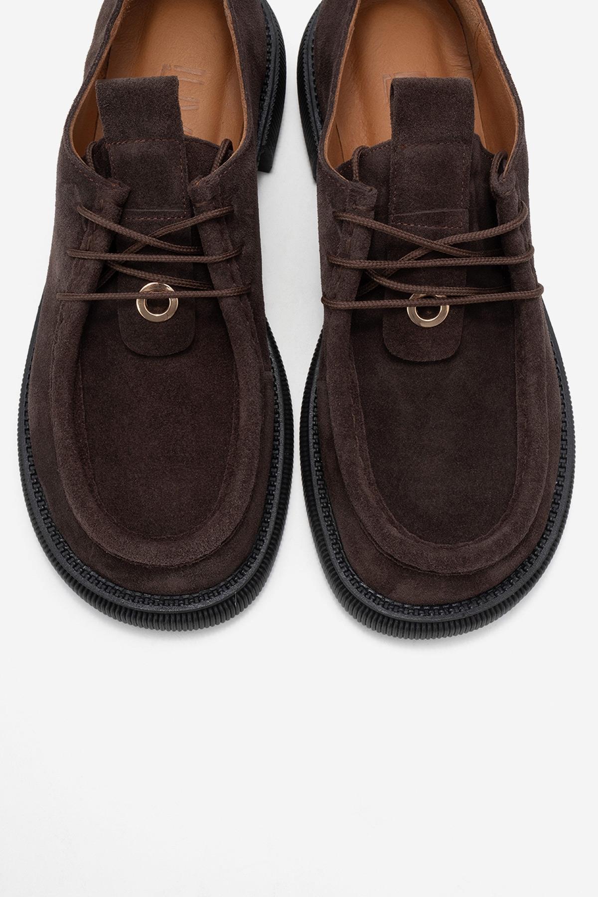 Band - Brown Suede Genuine Leather Lace-Up Loafer (Women)