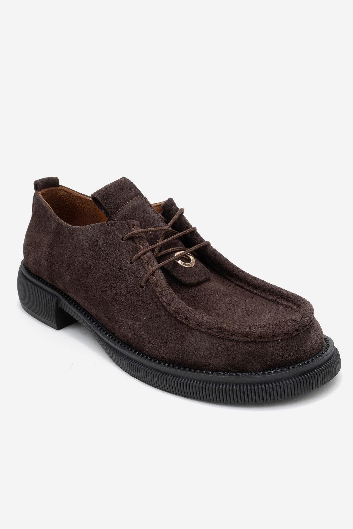 Band - Brown Suede Genuine Leather Lace-Up Loafer (Women)
