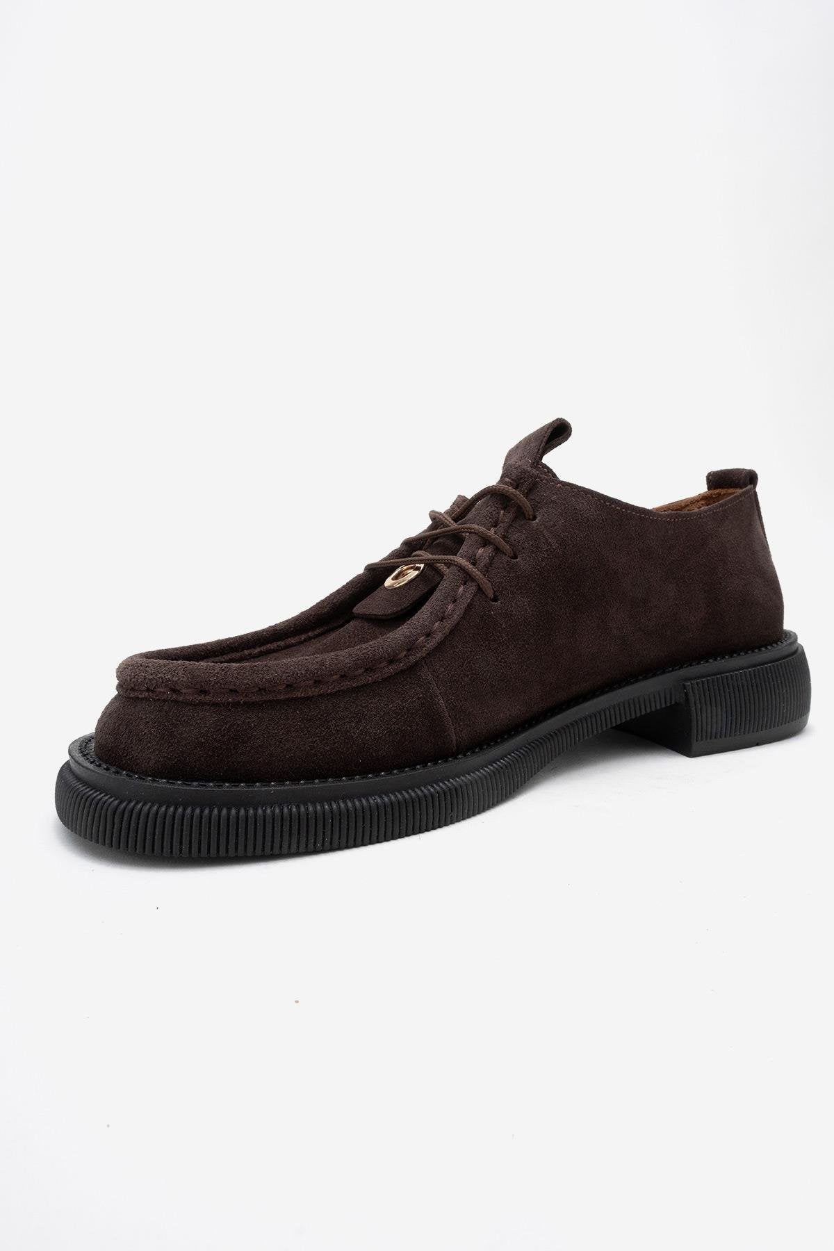 Band - Brown Suede Genuine Leather Lace-Up Loafer (Women)