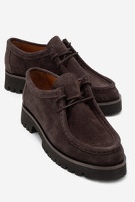 Talia - Brown Suede Genuine Leather Lace-Up Loafer (Women)