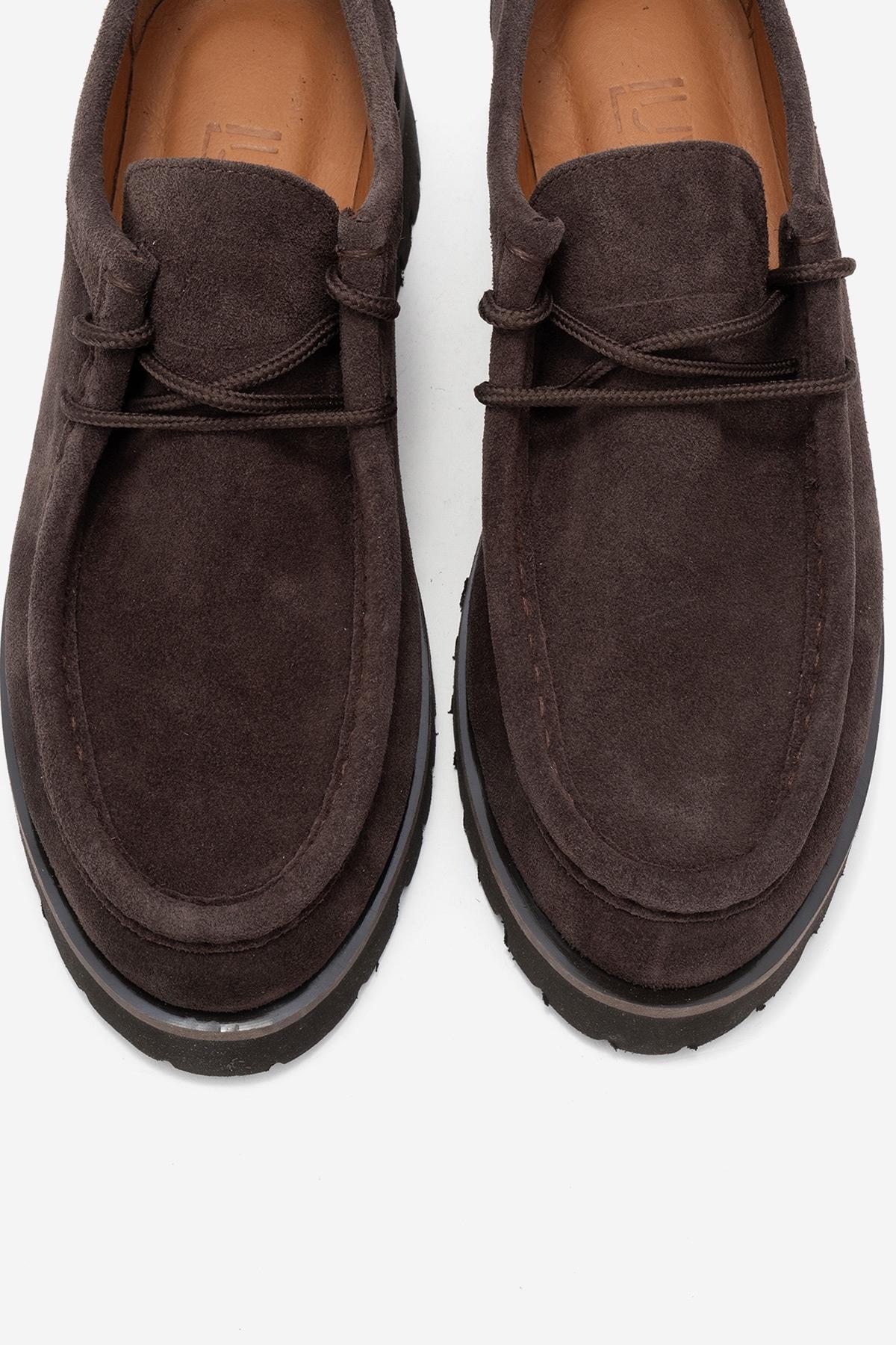 Talia - Brown Suede Genuine Leather Lace-Up Loafer (Women)