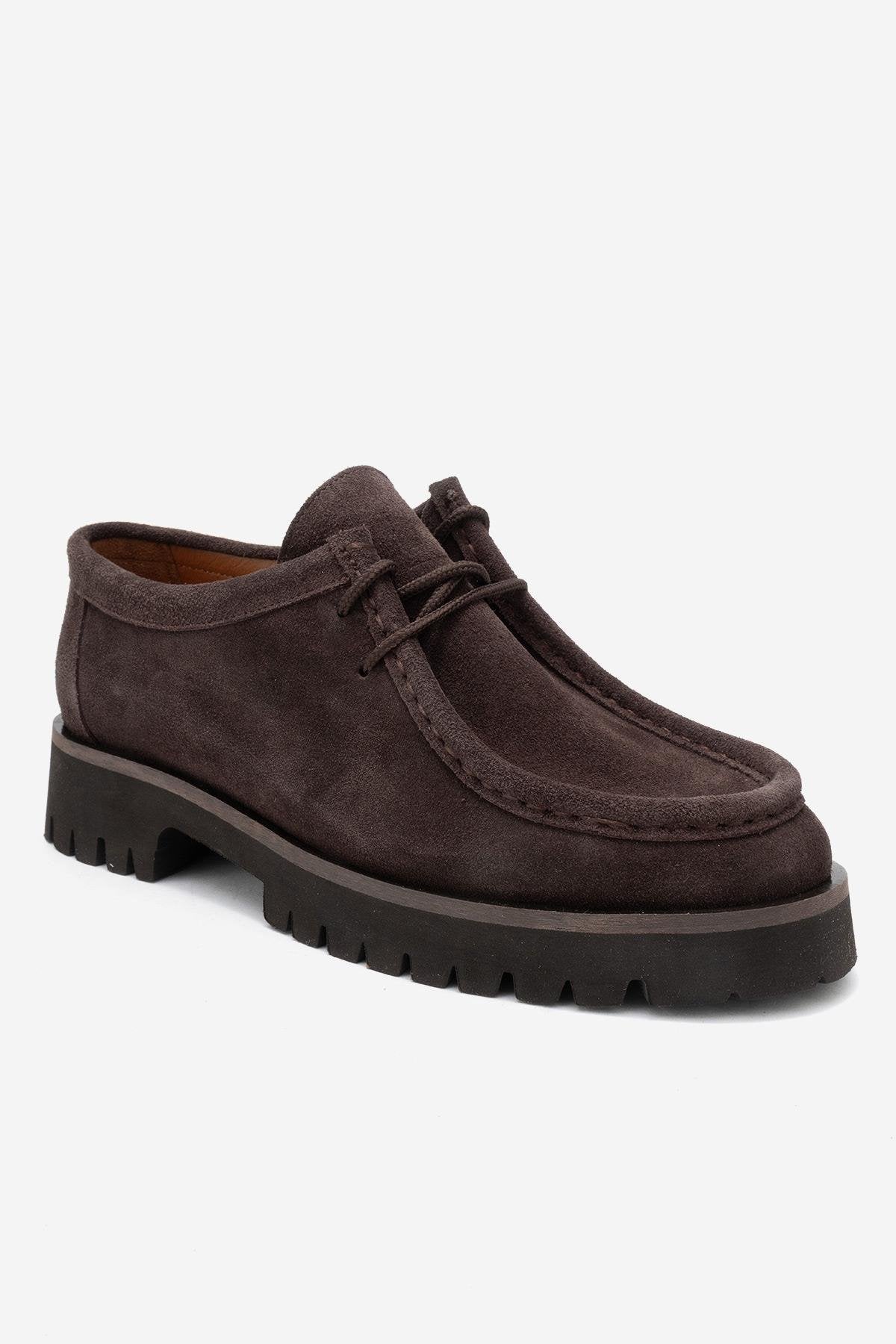 Talia - Brown Suede Genuine Leather Lace-Up Loafer (Women)
