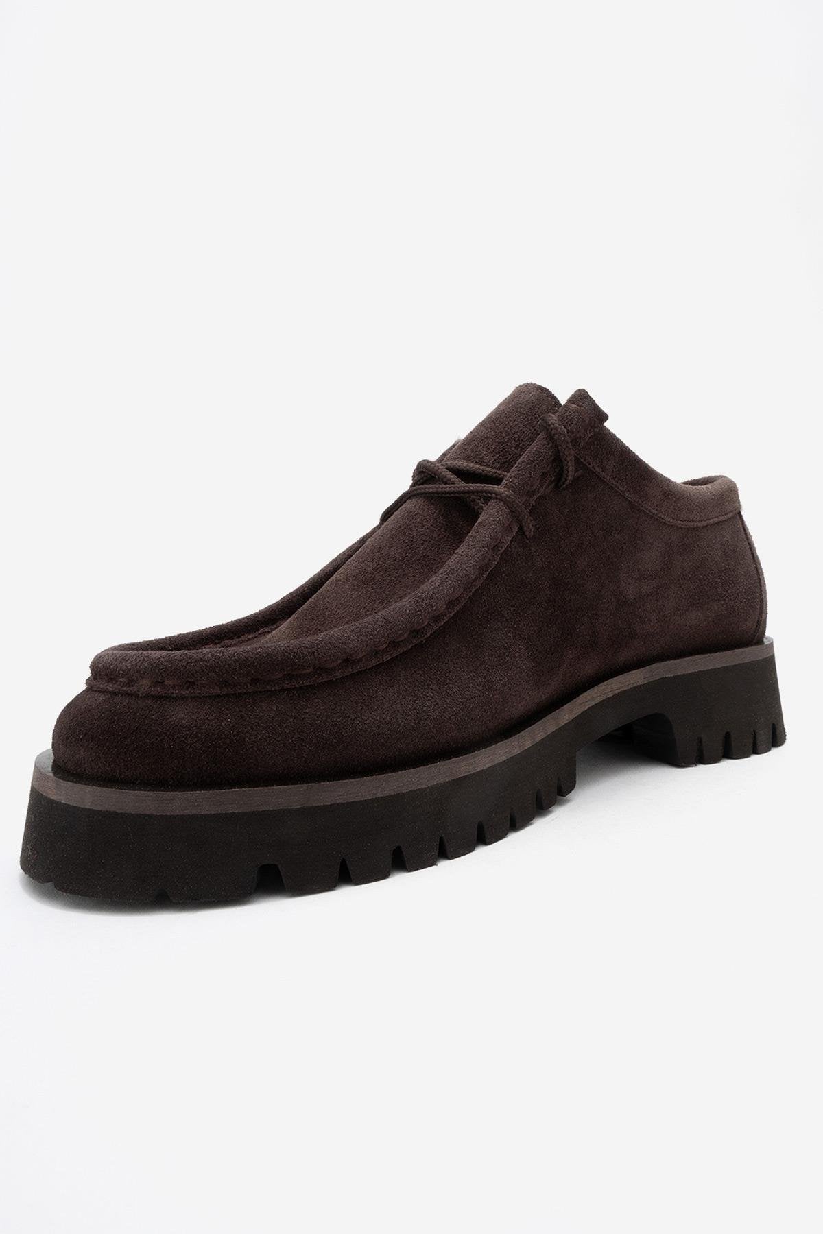 Talia - Brown Suede Genuine Leather Lace-Up Loafer (Women)