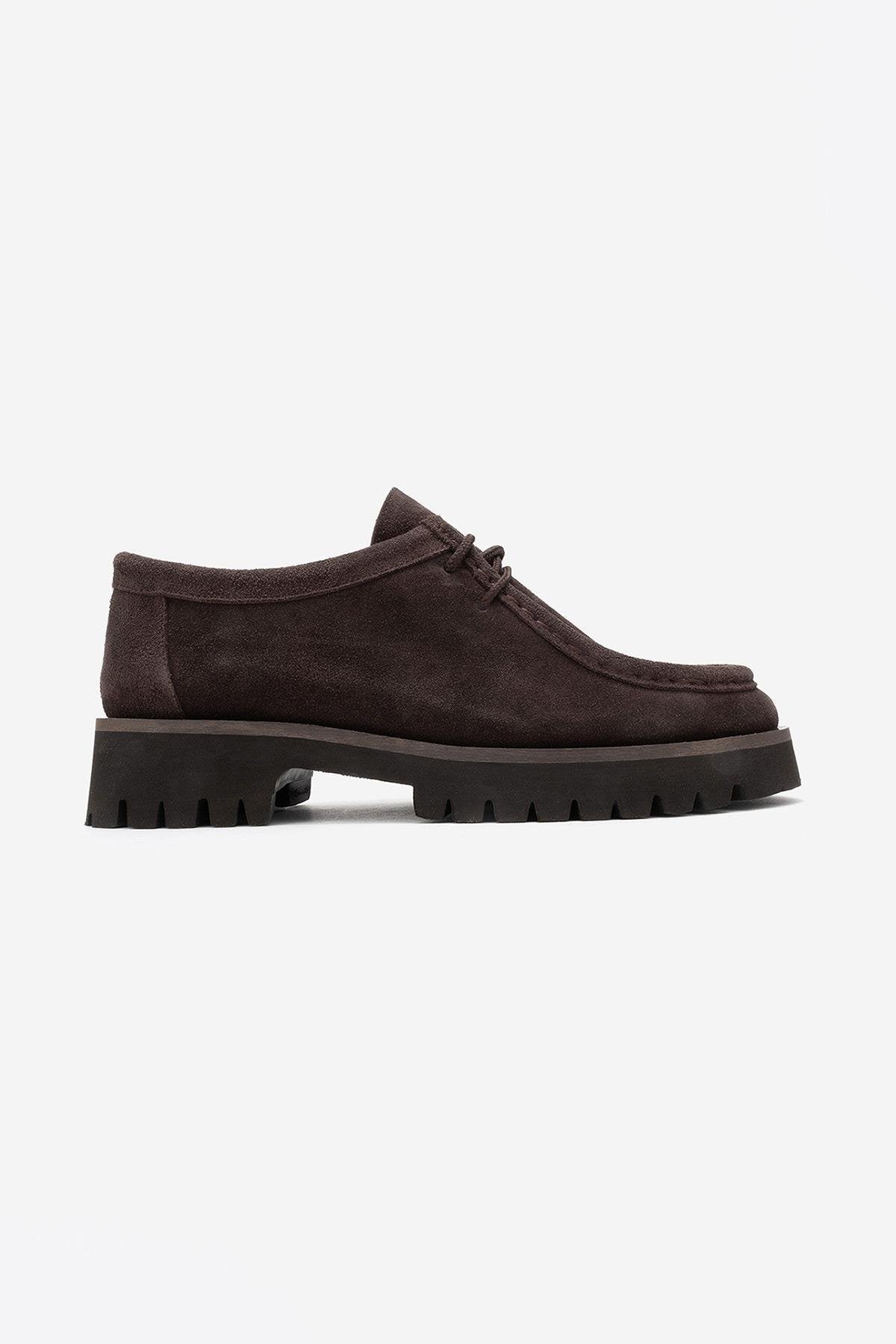 Talia - Brown Suede Genuine Leather Lace-Up Loafer (Women)