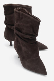 Balei - Brown Suede Genuine Leather Short Heel Boot (Women)