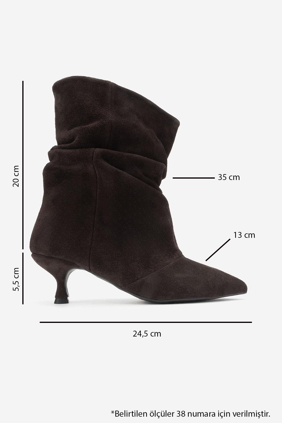 Balei - Brown Suede Genuine Leather Short Heel Boot (Women)