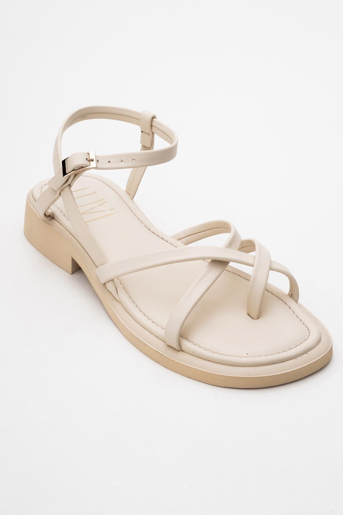 Antas - Beige Leather Sandals (Women)