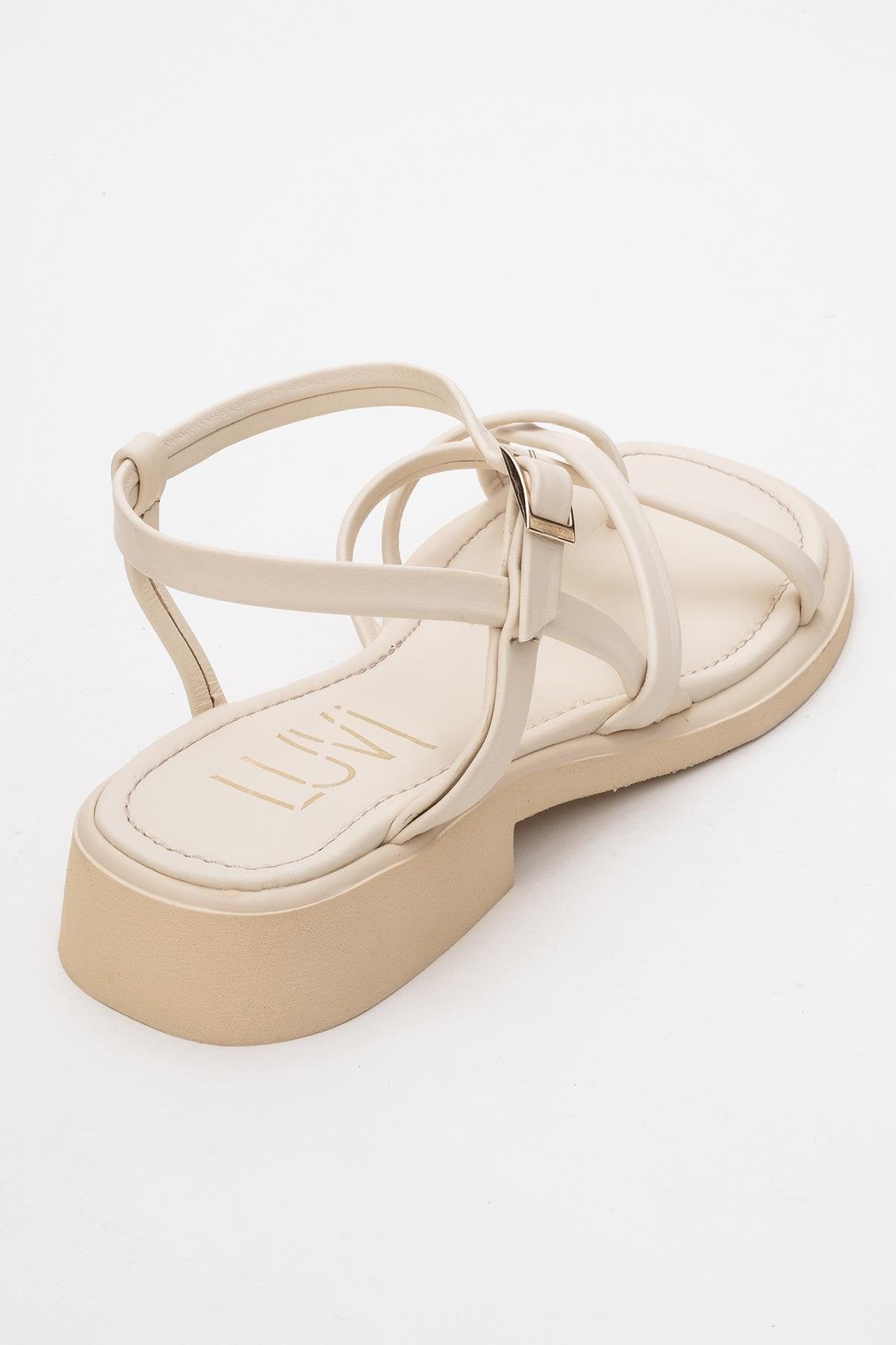 Antas - Beige Leather Sandals (Women)