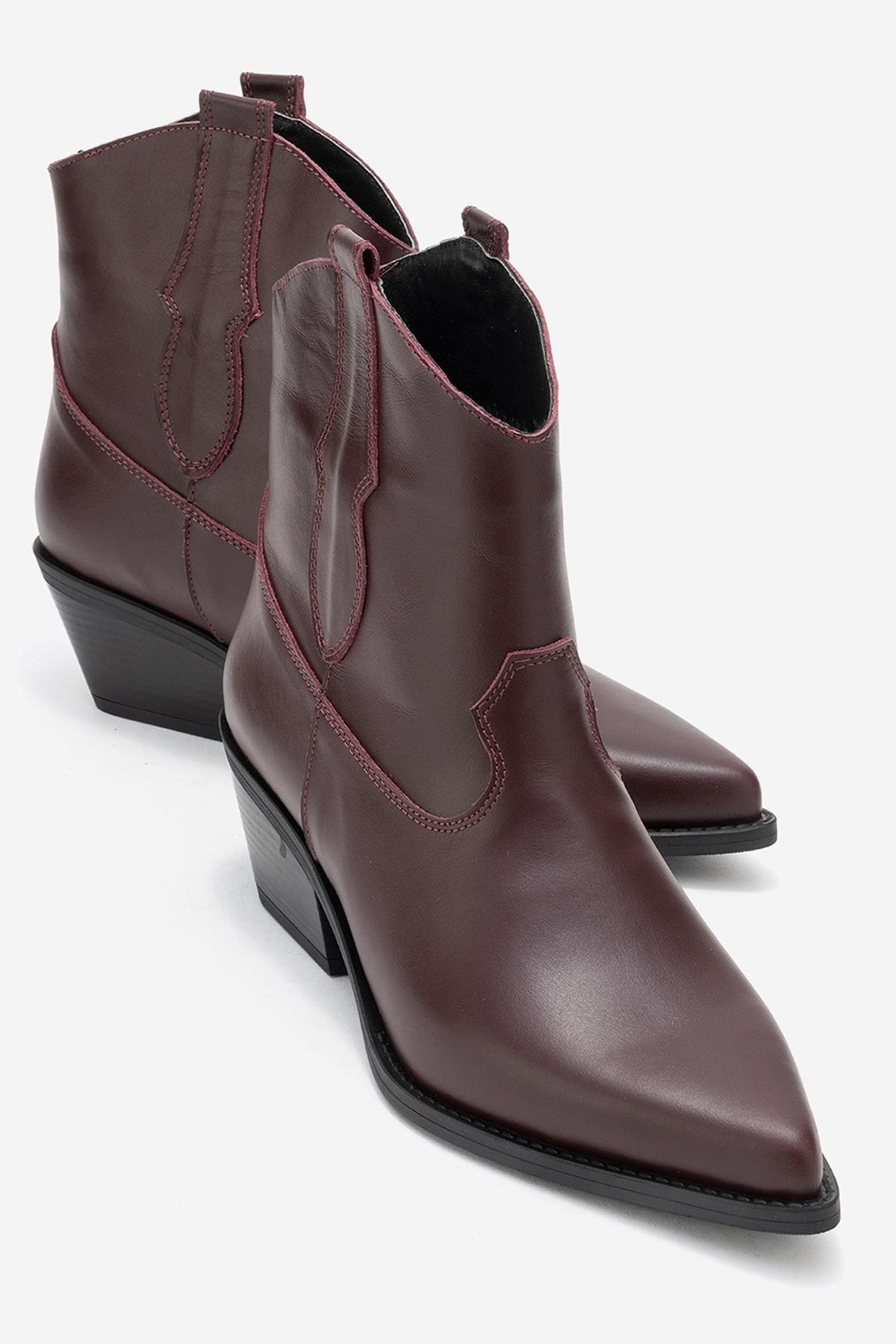 Elia - Burgundy Genuine Leather Western Boot (Women)