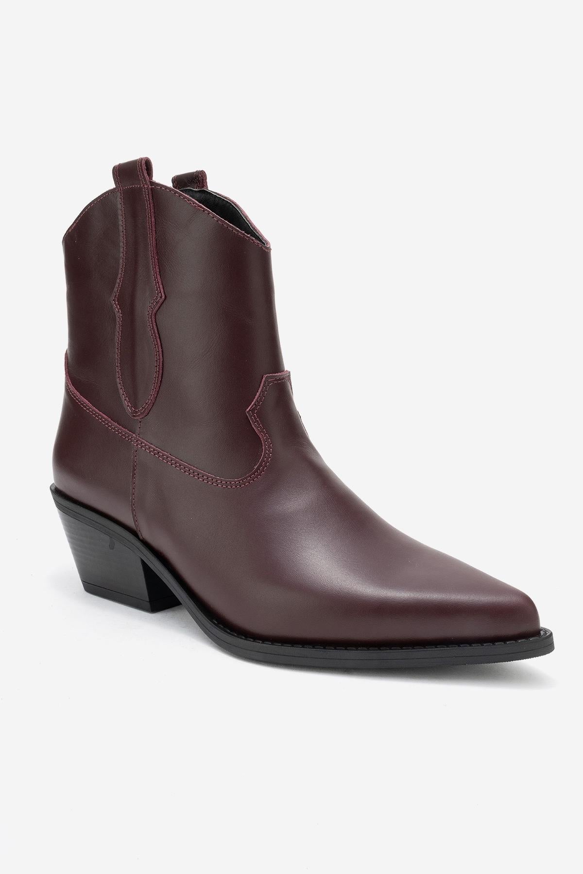 Elia - Burgundy Genuine Leather Western Boot (Women)