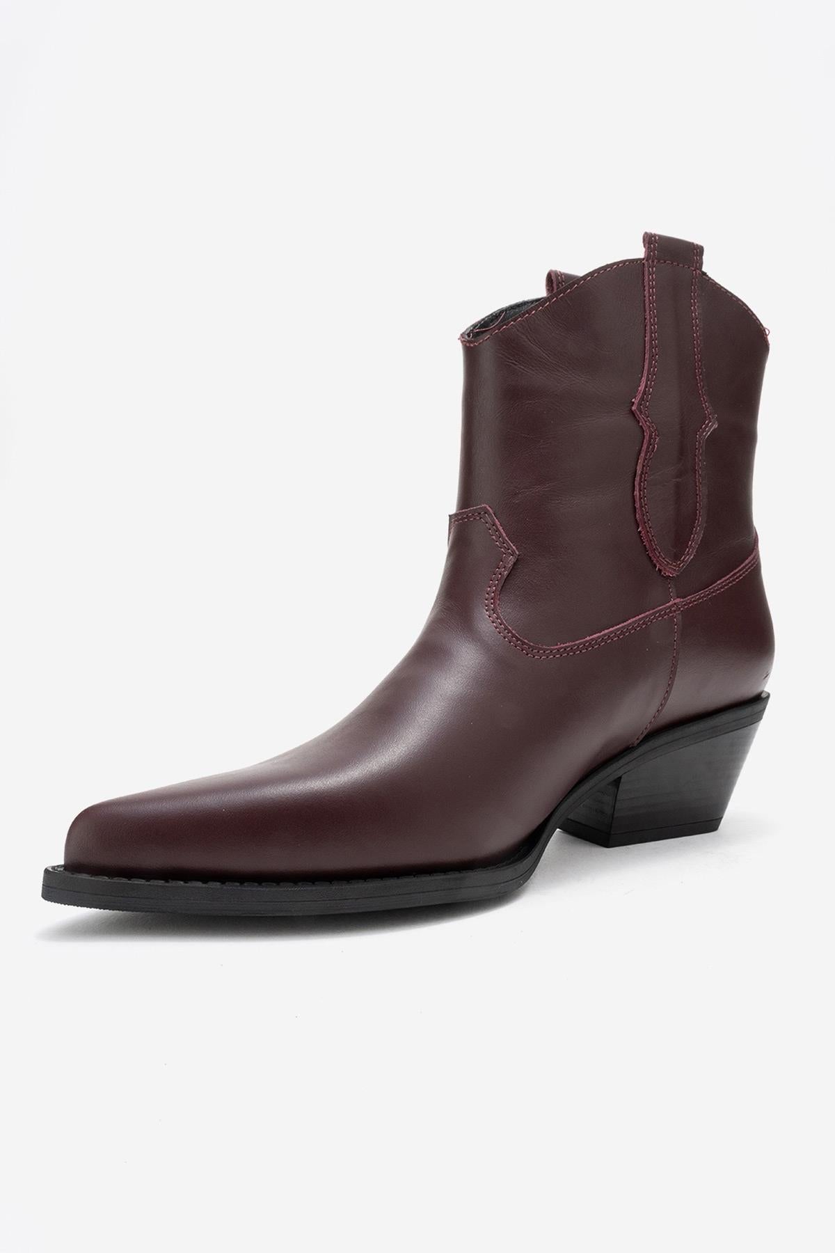Elia - Burgundy Genuine Leather Western Boot (Women)