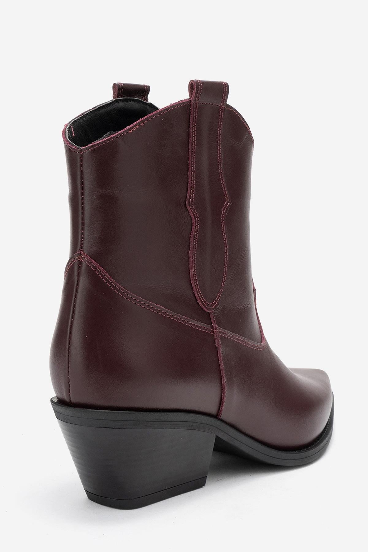 Elia - Burgundy Genuine Leather Western Boot (Women)