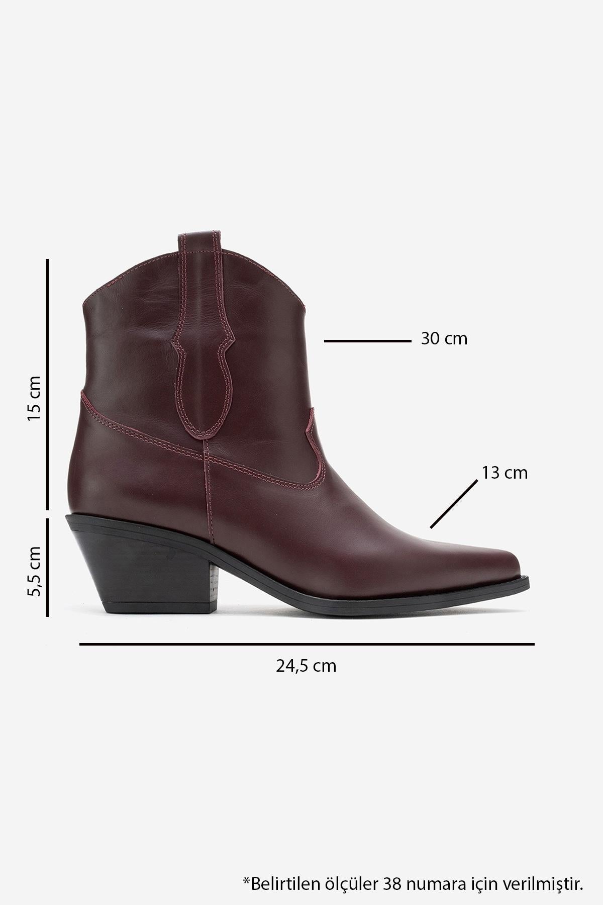 Elia - Burgundy Genuine Leather Western Boot (Women)
