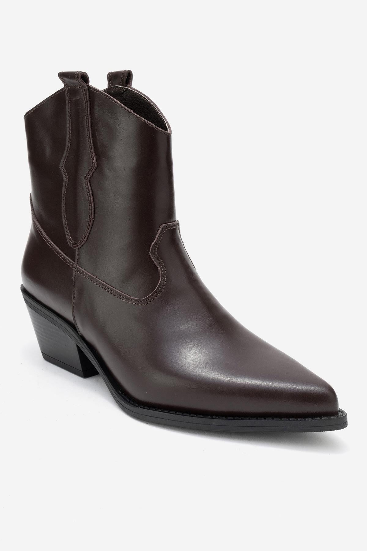 Elia - Brown Genuine Leather Western Boot (Women)