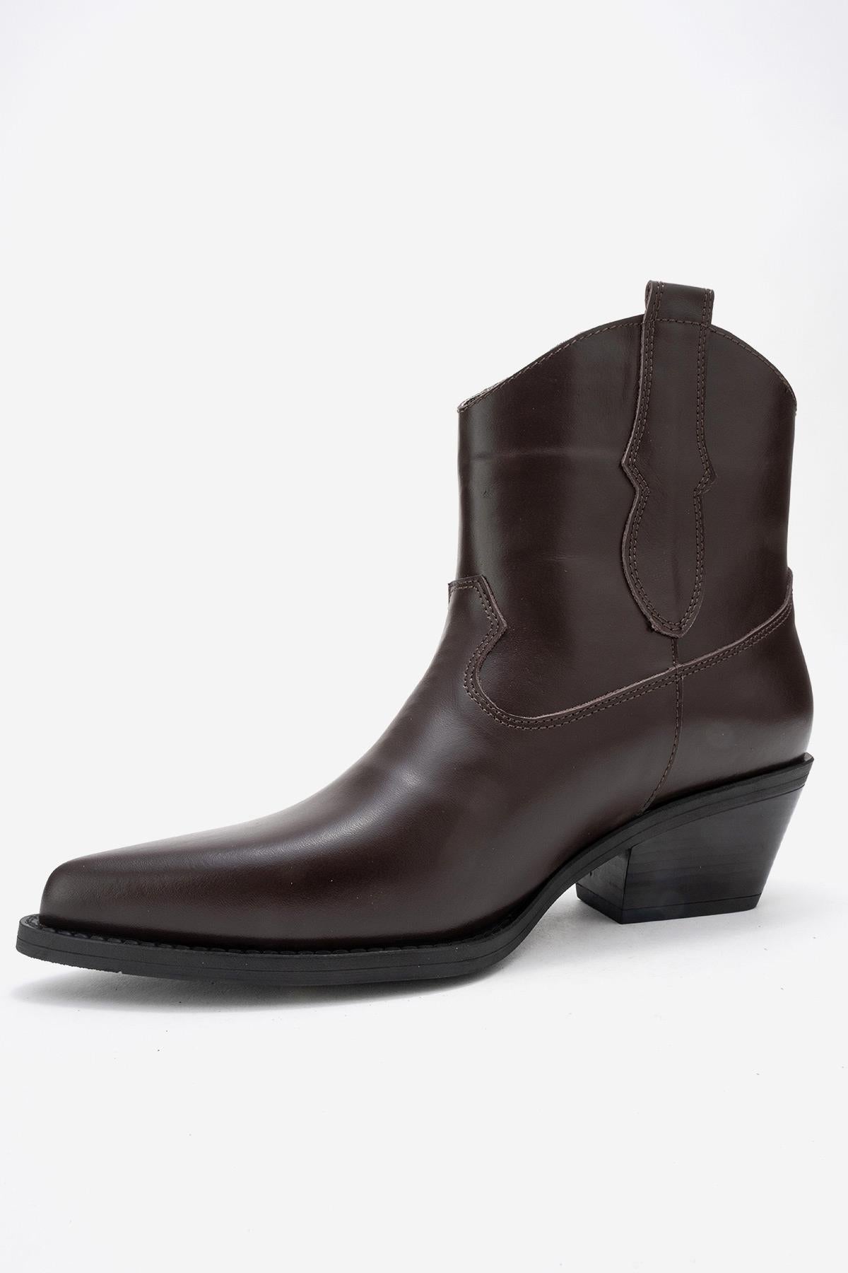 Elia - Brown Genuine Leather Western Boot (Women)