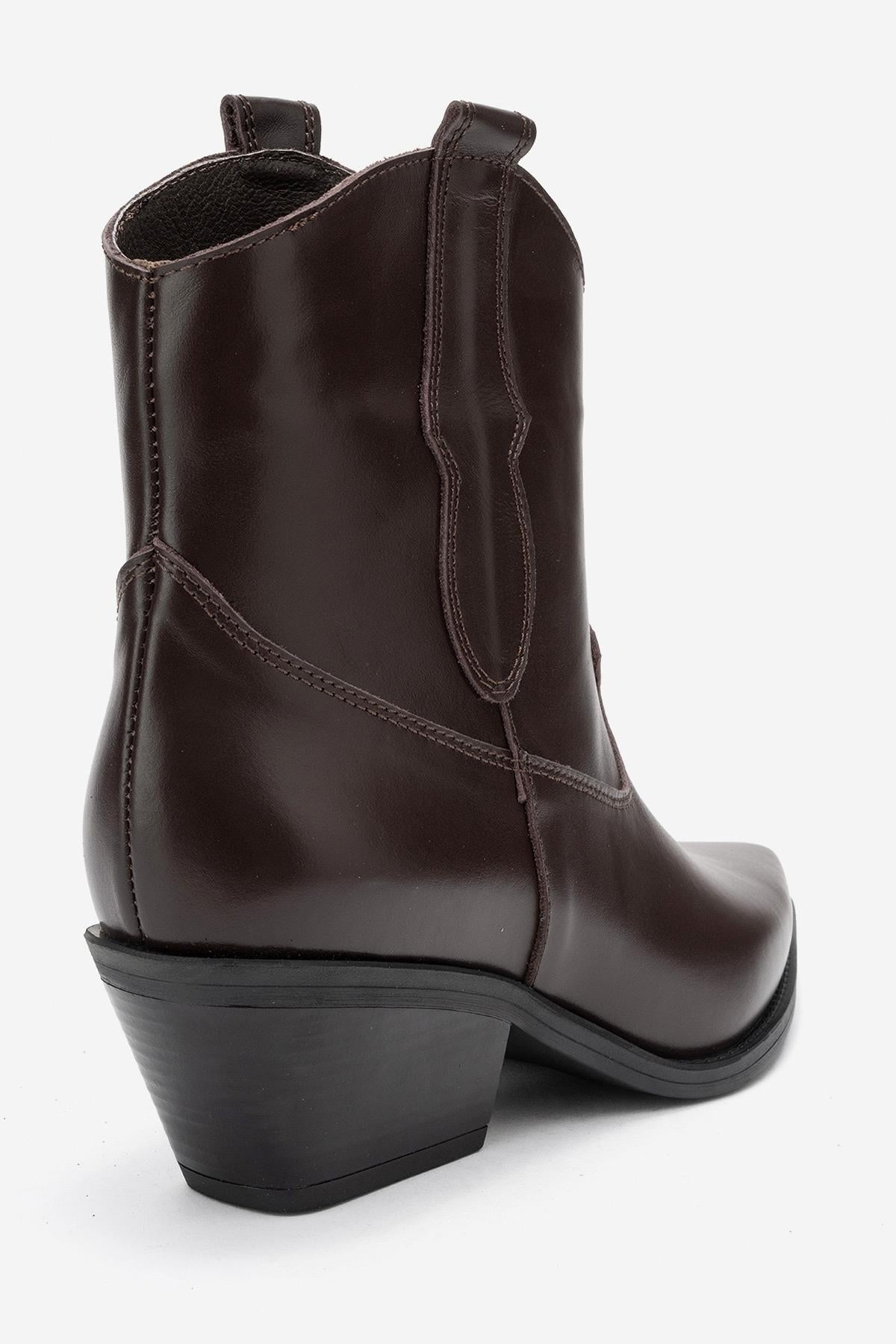 Elia - Brown Genuine Leather Western Boot (Women)