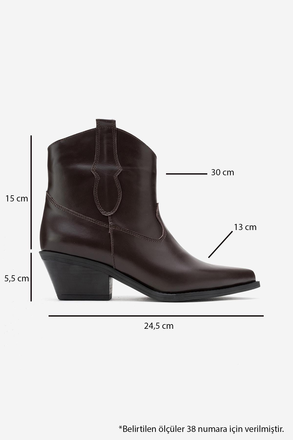 Elia - Brown Genuine Leather Western Boot (Women)