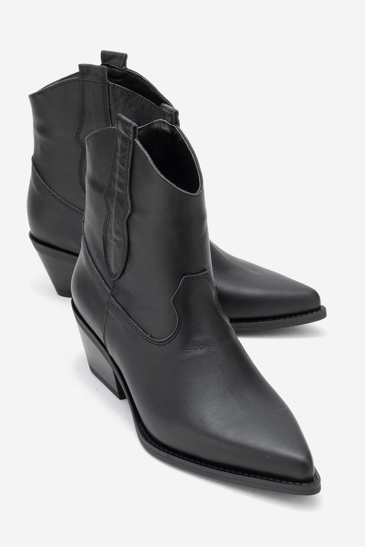 Elia - Black Genuine Leather Western Boot (Women)