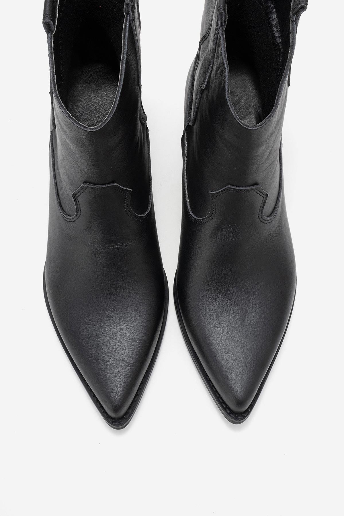 Elia - Black Genuine Leather Western Boot (Women)