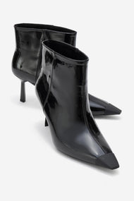 Rassel - Black Patent Pointed Toe Slim Heel Boot (Women)