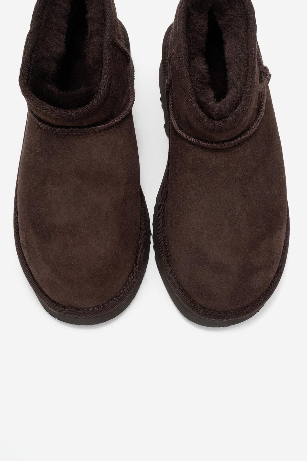Ary - Brown Suede Fur-Lined Genuine Leather Platform Ankle Boot (Women)