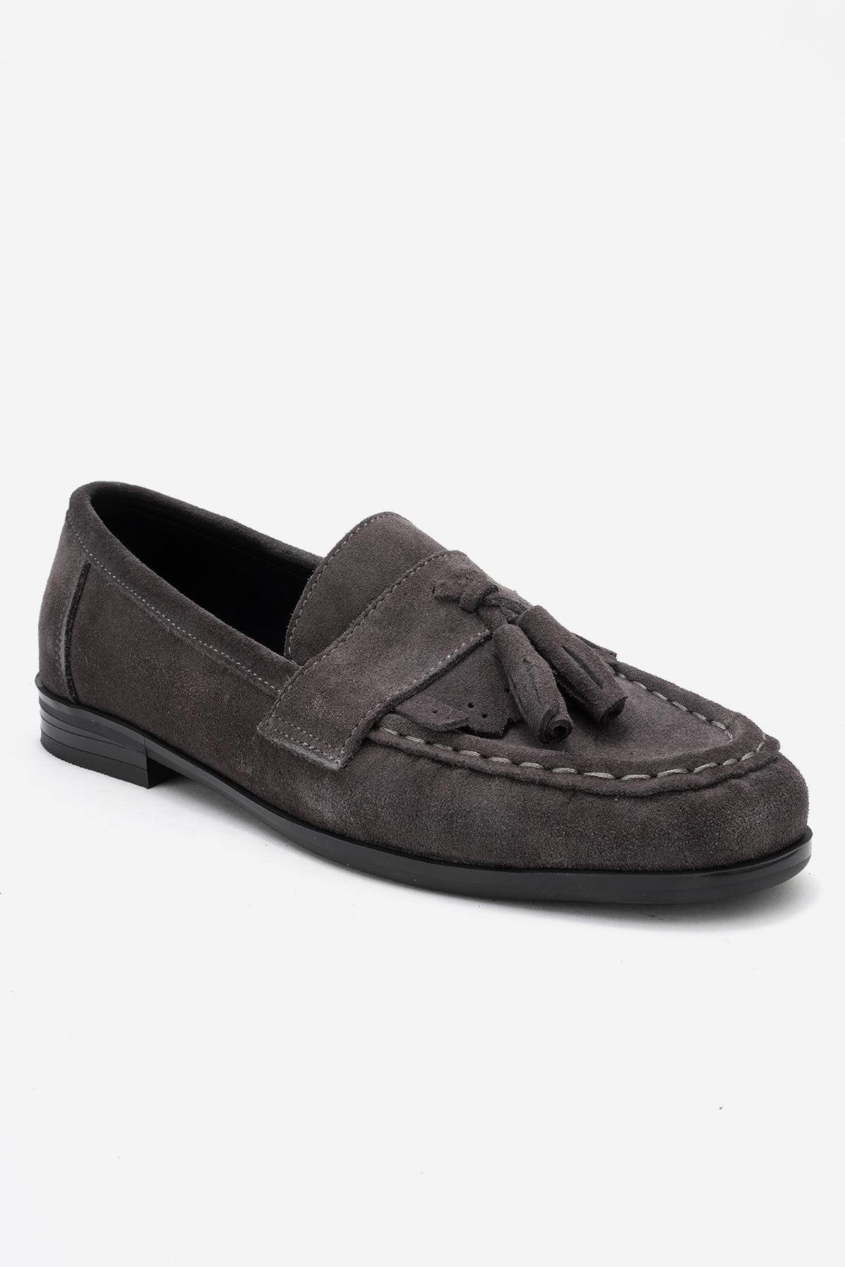 Lupen - Grey Suede Tassel Genuine Leather Loafer (Women)