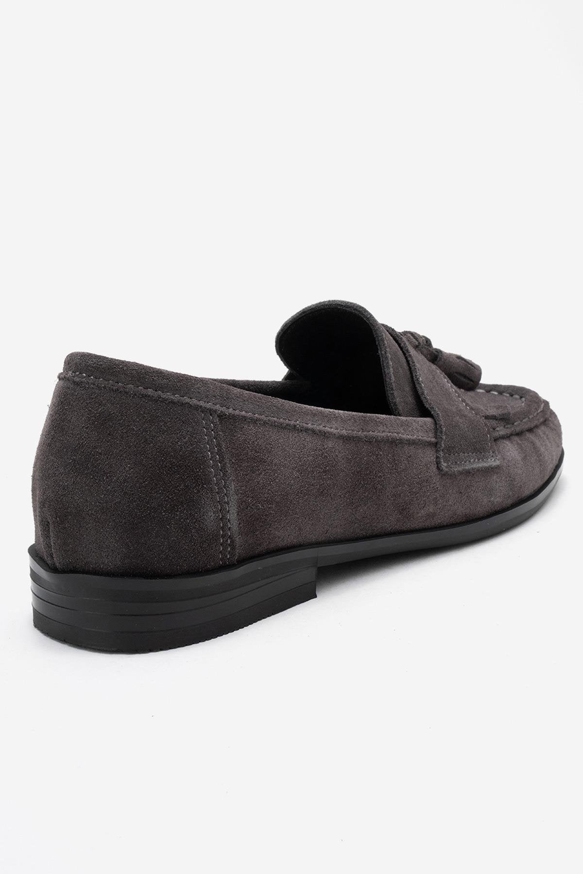Lupen - Grey Suede Tassel Genuine Leather Loafer (Women)