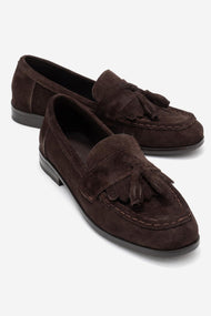 Lupen - Brown Suede Genuine Leather Tassel Loafer (Women)