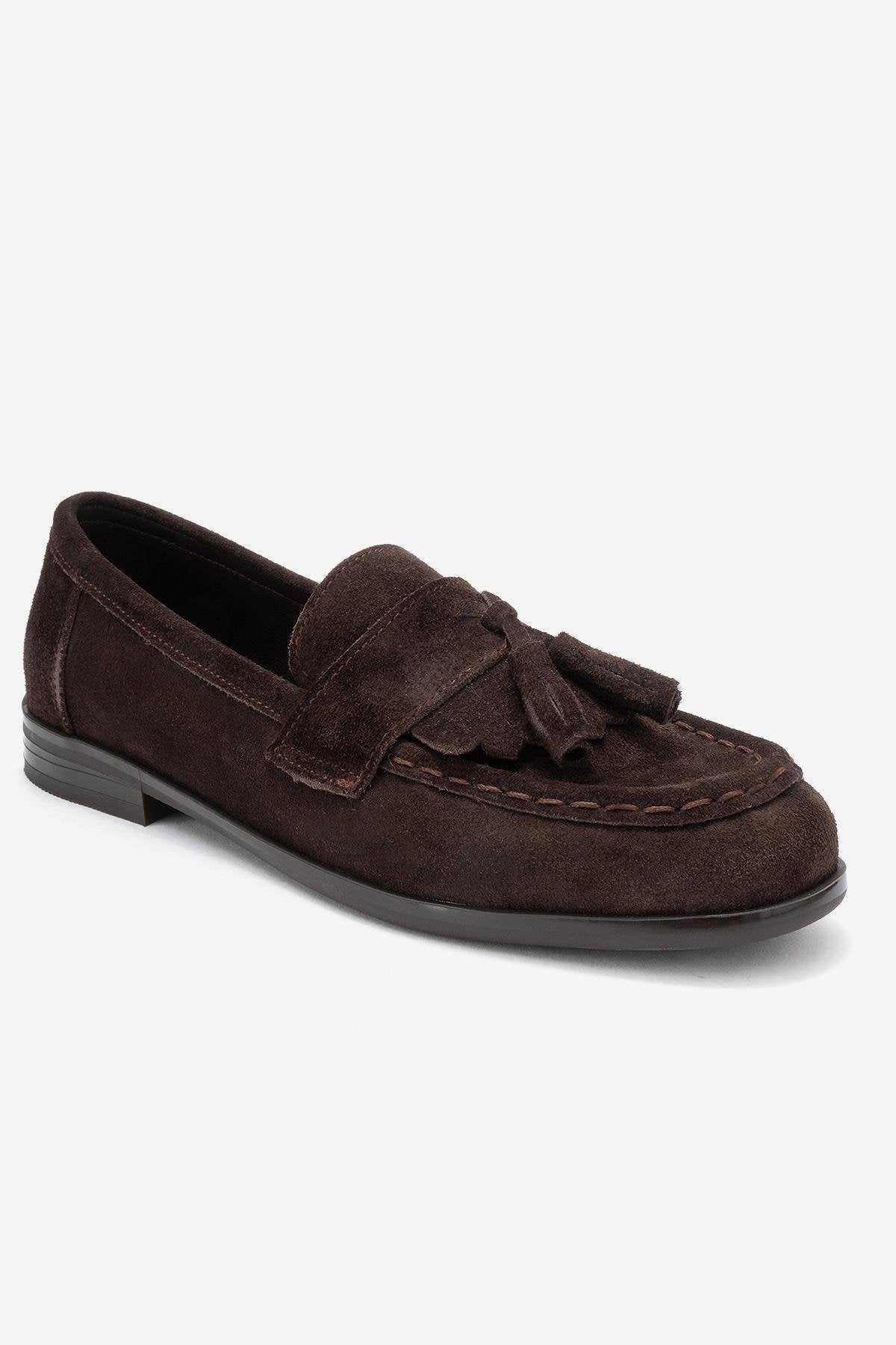 Lupen - Brown Suede Genuine Leather Tassel Loafer (Women)