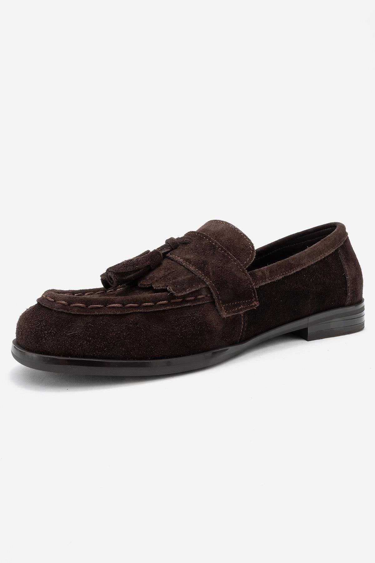 Lupen - Brown Suede Genuine Leather Tassel Loafer (Women)