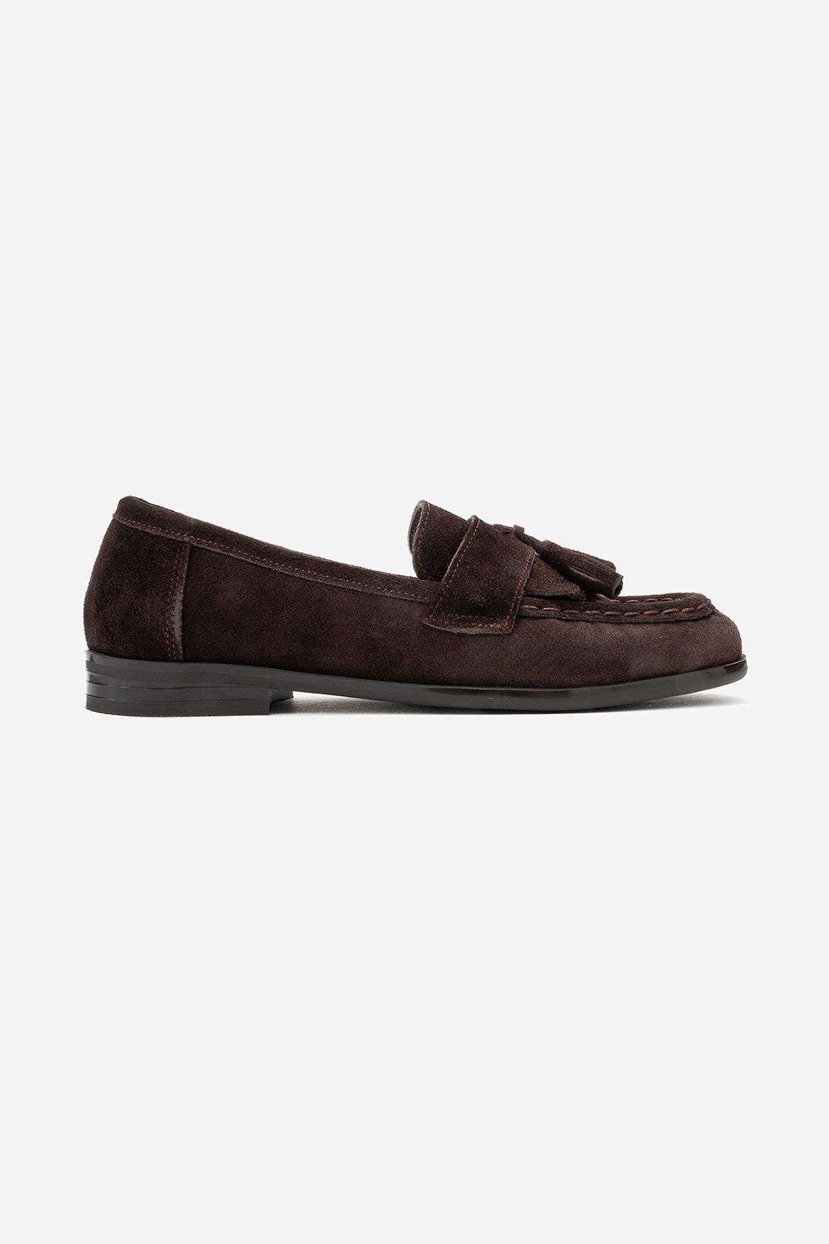 Lupen - Brown Suede Genuine Leather Tassel Loafer (Women)