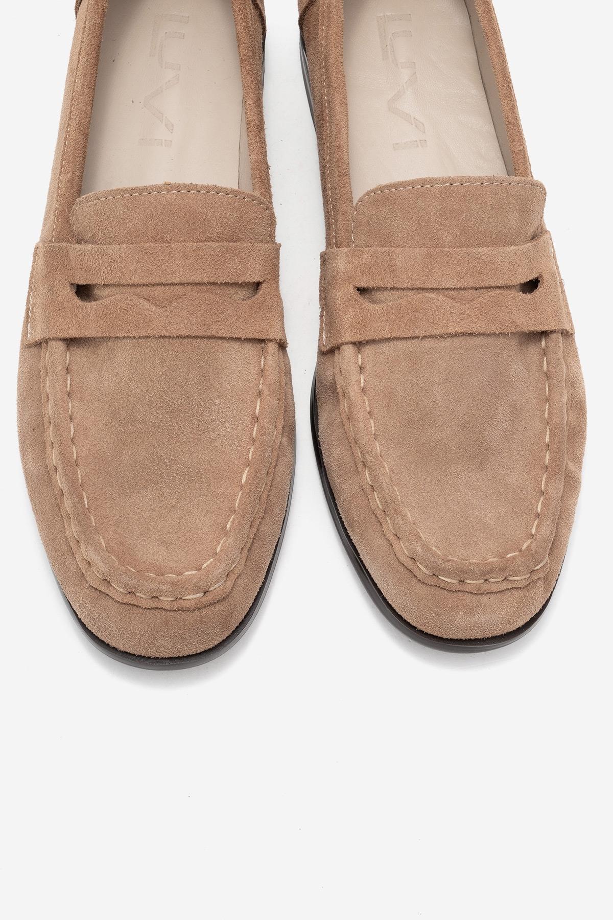 Valia - Taupe Suede Genuine Leather Loafer (Women)