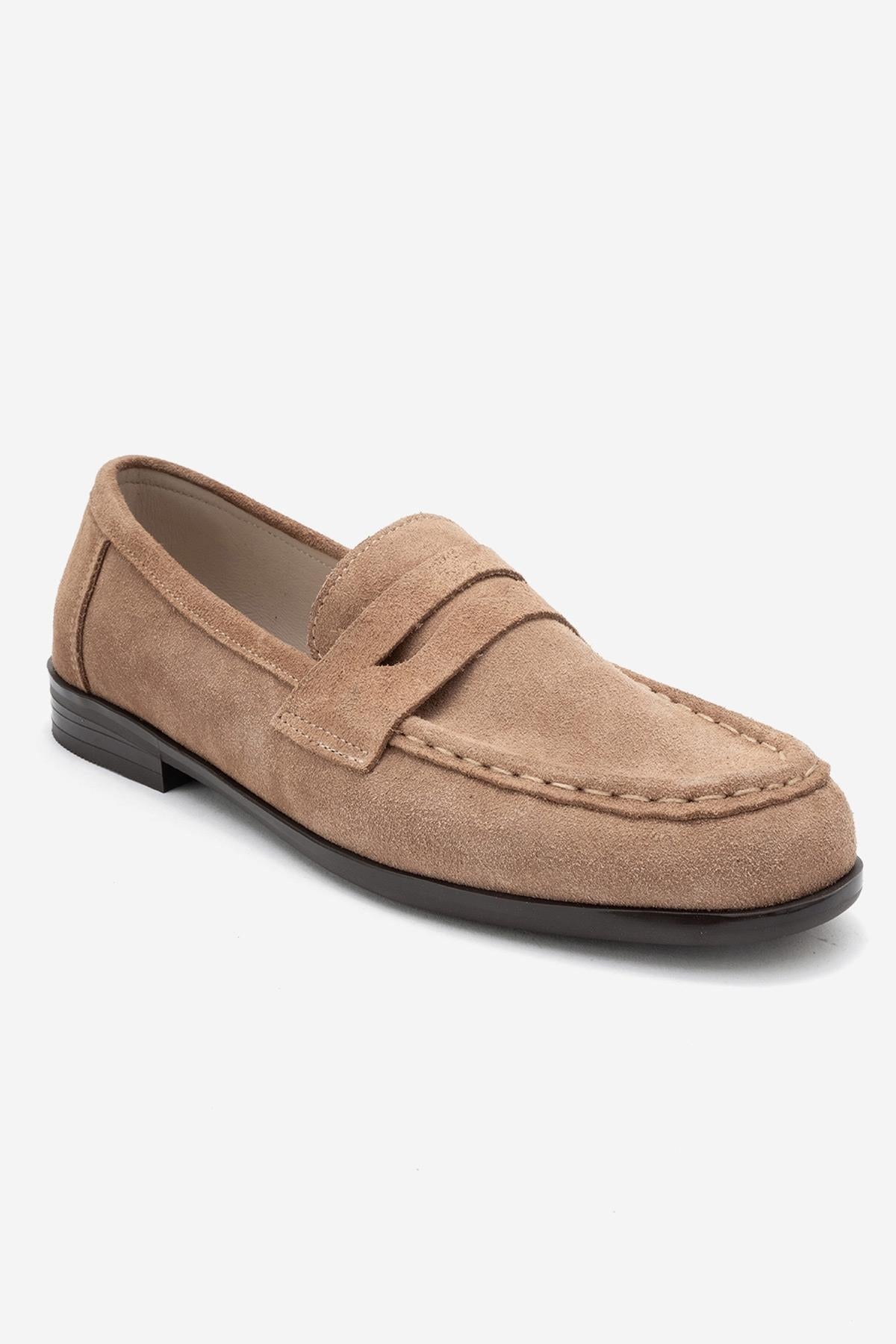 Valia - Taupe Suede Genuine Leather Loafer (Women)