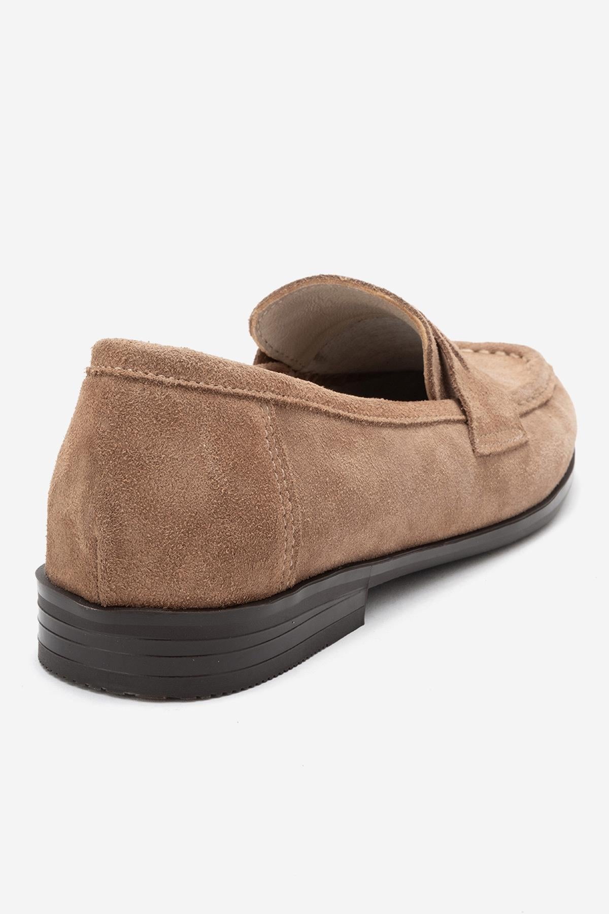 Valia - Taupe Suede Genuine Leather Loafer (Women)