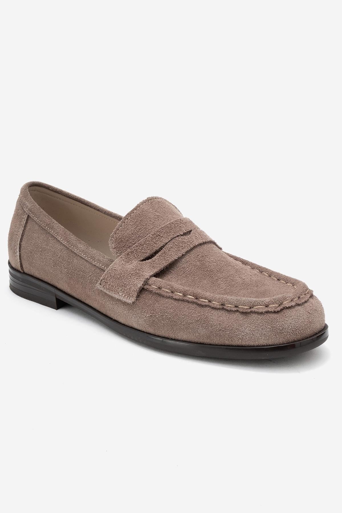 Valia - Taupe Suede Genuine Leather Loafer (Women)