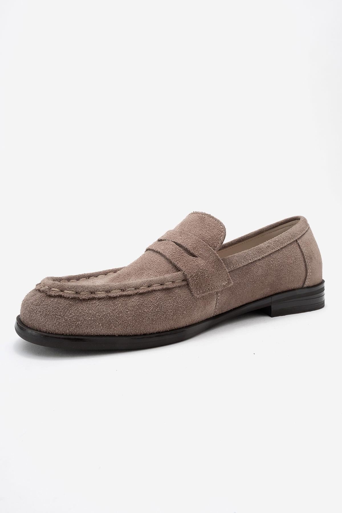 Valia - Taupe Suede Genuine Leather Loafer (Women)