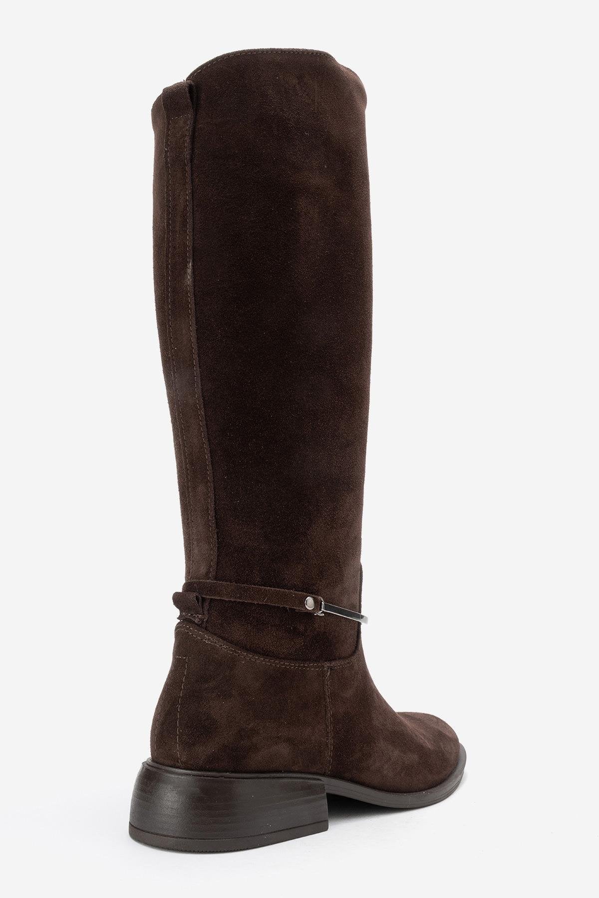 Ansel - Brown Suede Genuine Leather Ankle-Strap Riding Boot (Women)