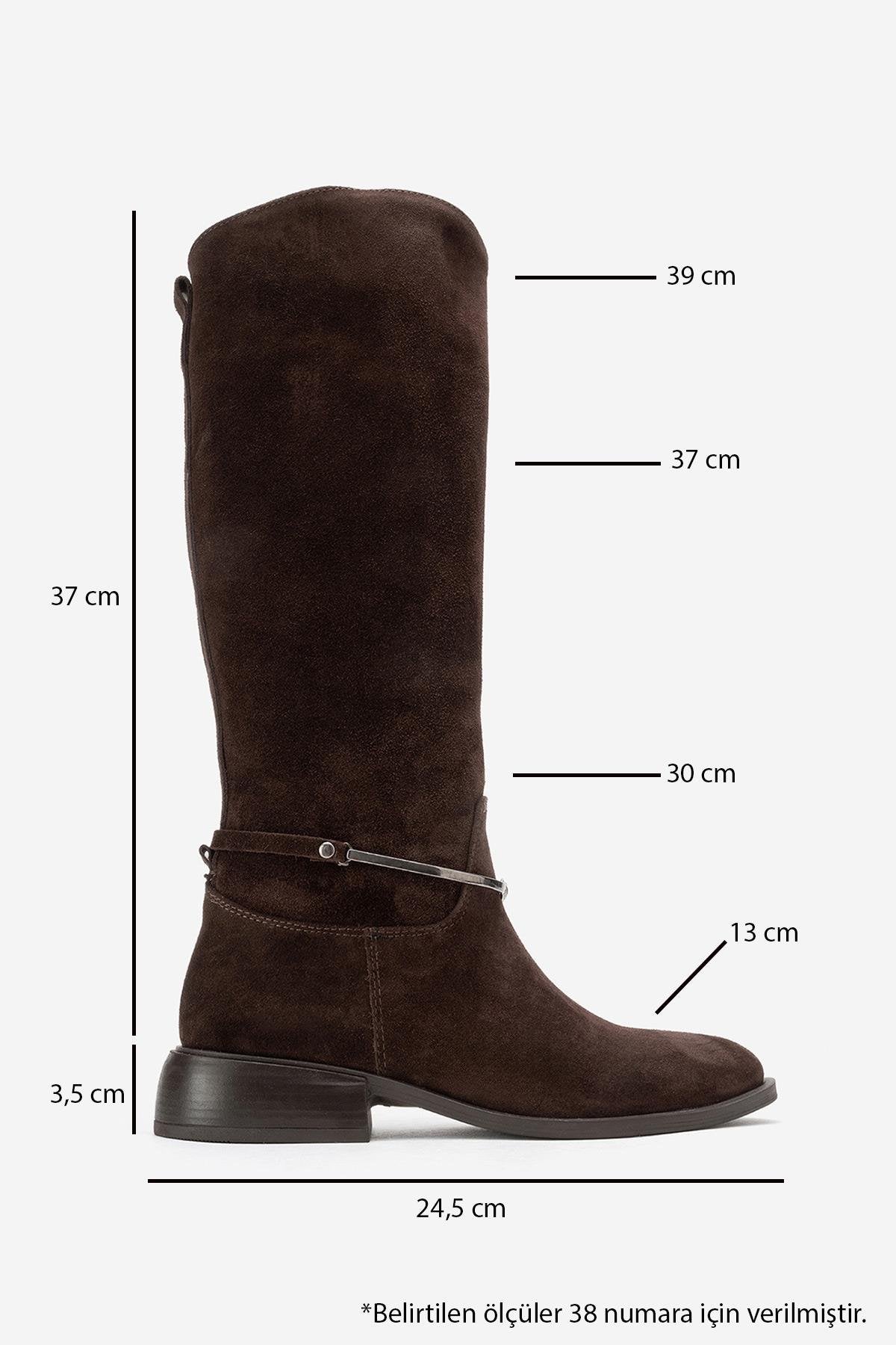 Ansel - Brown Suede Genuine Leather Ankle-Strap Riding Boot (Women)