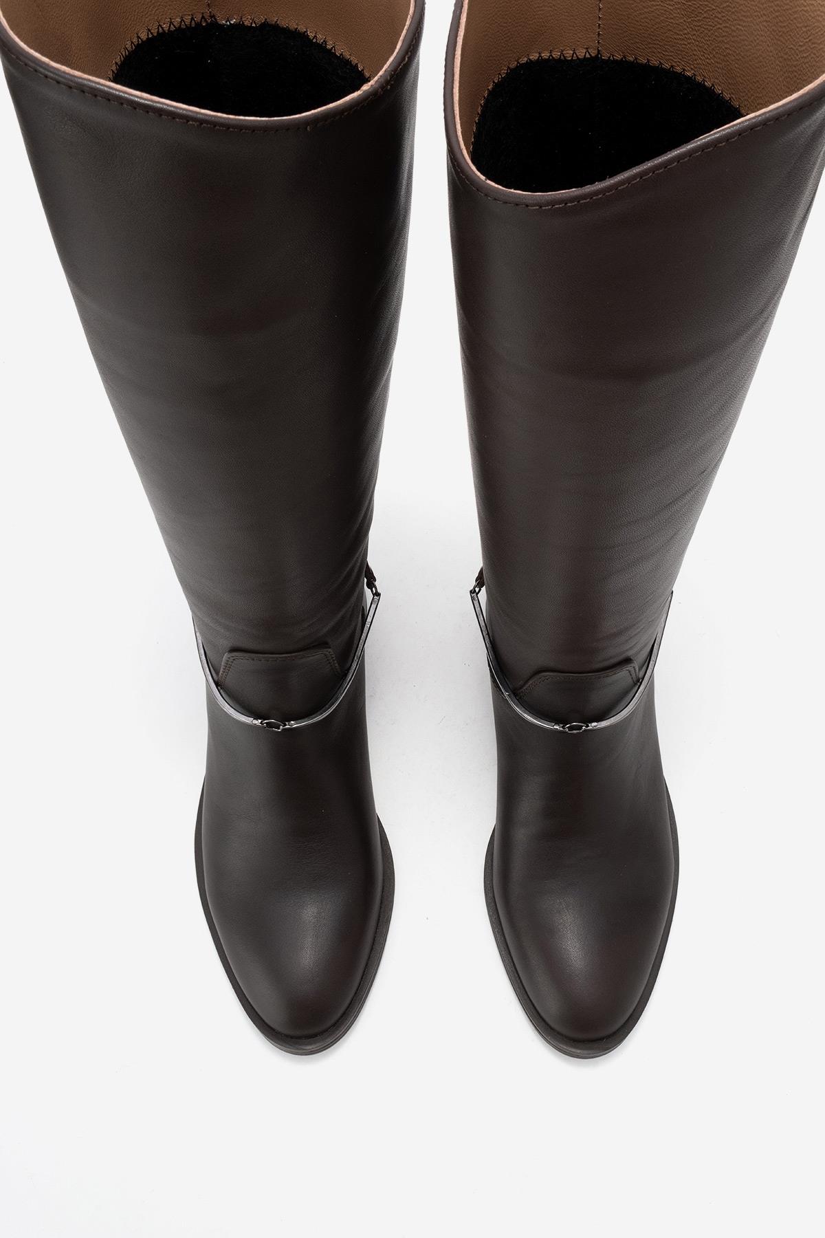 Ansel - Brown Genuine Leather Ankle-Strap Riding Boot (Women)