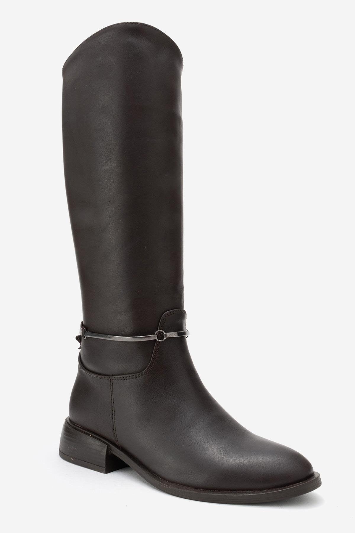 Ansel - Brown Genuine Leather Ankle-Strap Riding Boot (Women)