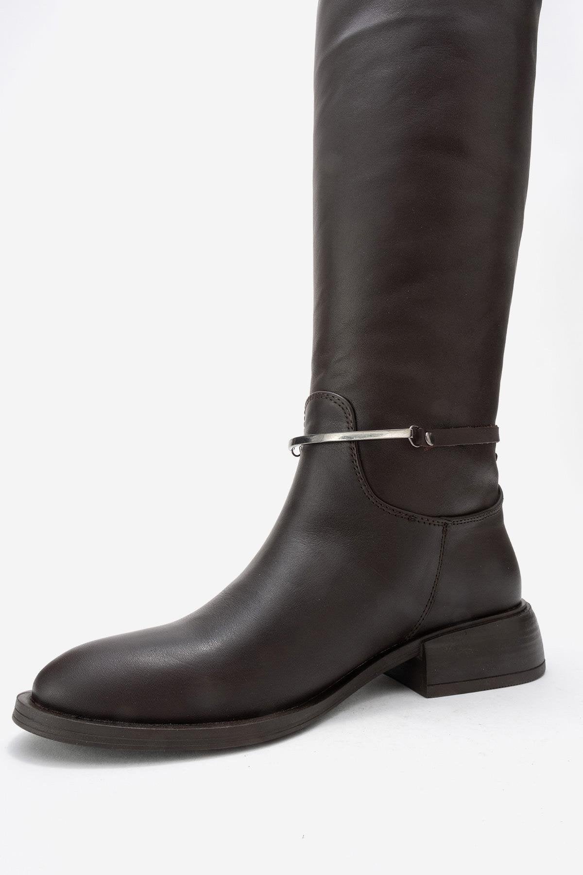Ansel - Brown Genuine Leather Ankle-Strap Riding Boot (Women)