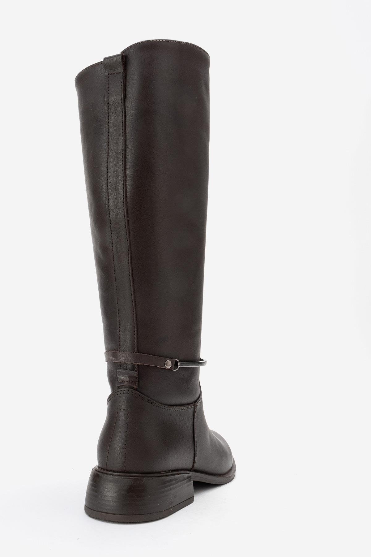 Ansel - Brown Genuine Leather Ankle-Strap Riding Boot (Women)