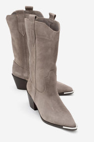Alvi - Taupe Suede Genuine Leather Western Boot (Women)