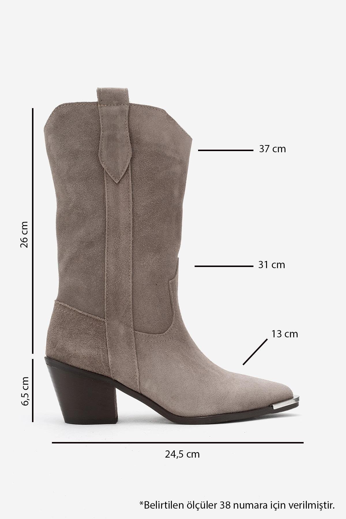 Alvi - Taupe Suede Genuine Leather Western Boot (Women)