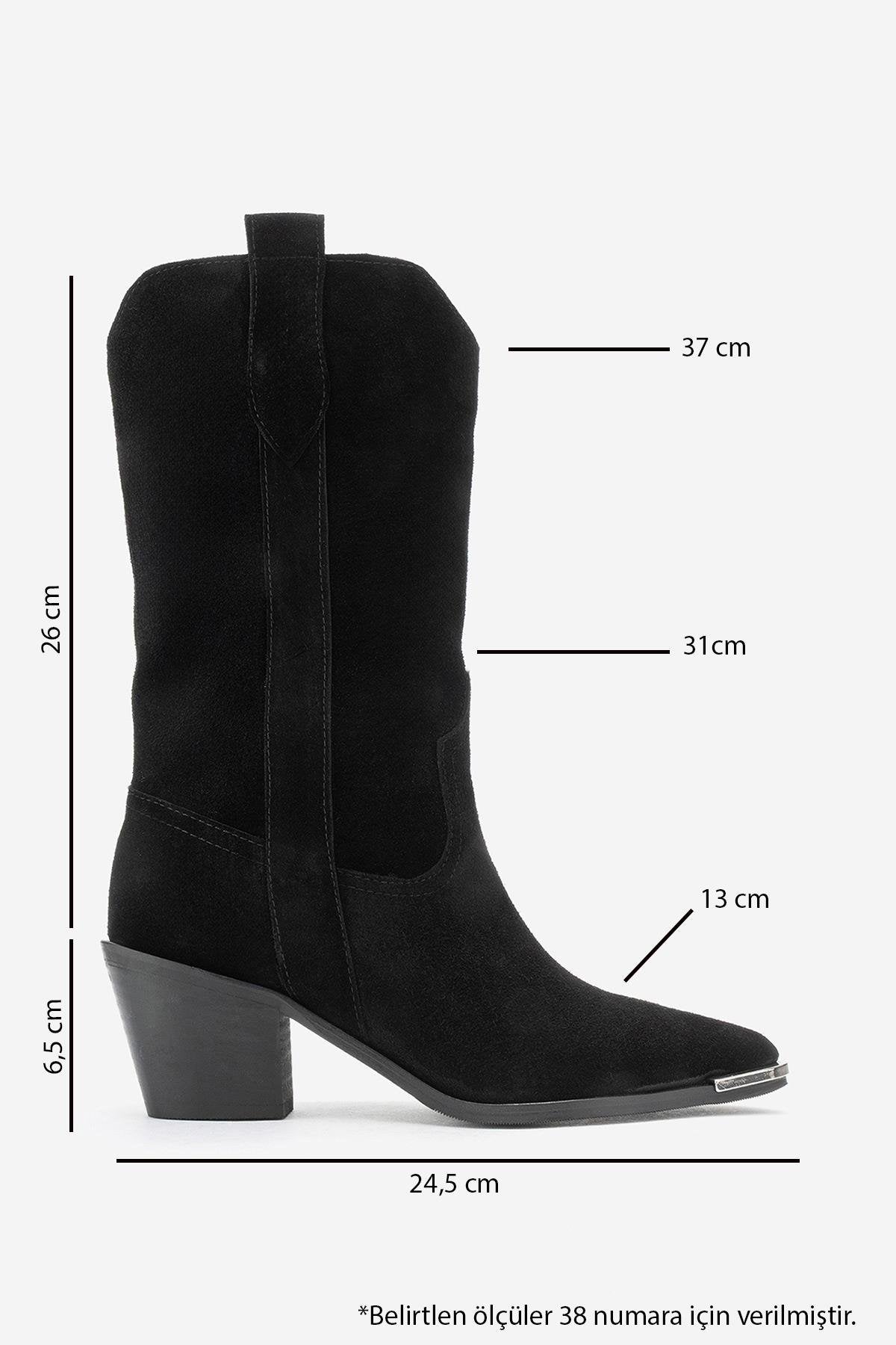 Alvi - Black Suede Genuine Leather Western Boot (Women)
